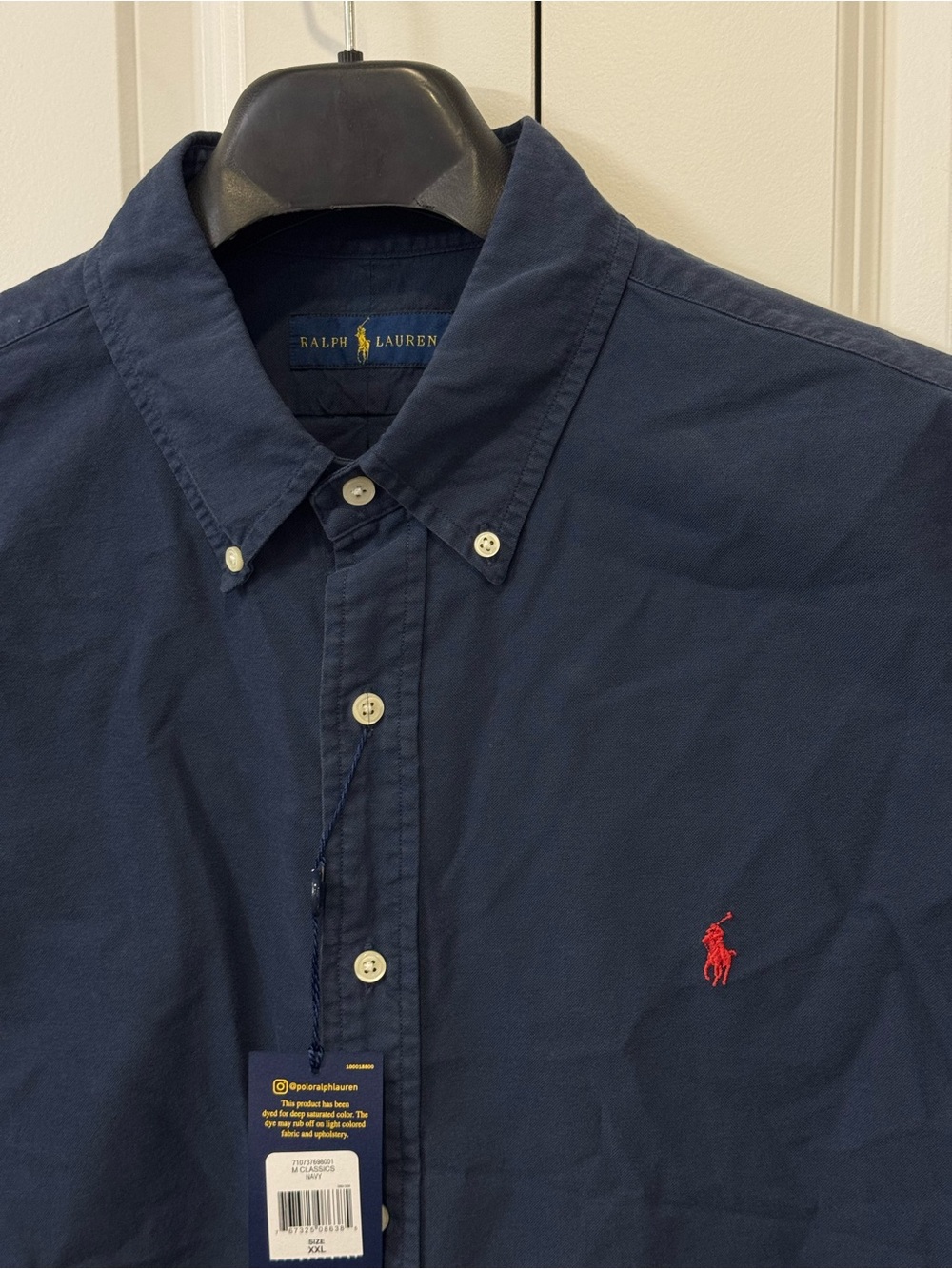 Ralph Lauren Men’s Blue Short Sleeved Button up Shirt Red Pony Cotton XXL